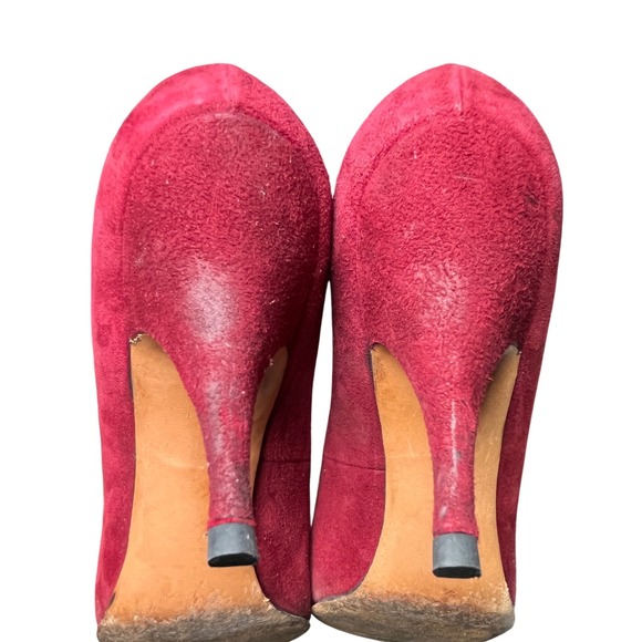 Martina Wine Red Pumps Women's 7S Slim‎ Narrow Classic Leather Heels Vintage - Picture 7 of 15
